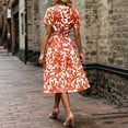 thumbnail image 5 of Warop Summer Midi Dresses for Womens Short Sleeve Wrap V Neck A-Line Dress Floral Print High Waist Boho Sundresses, 5 of 5