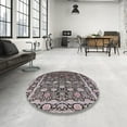 thumbnail image 4 of Ahgly Company Machine Washable Indoor Rectangle Industrial Modern Silver Pink Area Rugs, 8' x 12', 4 of 7