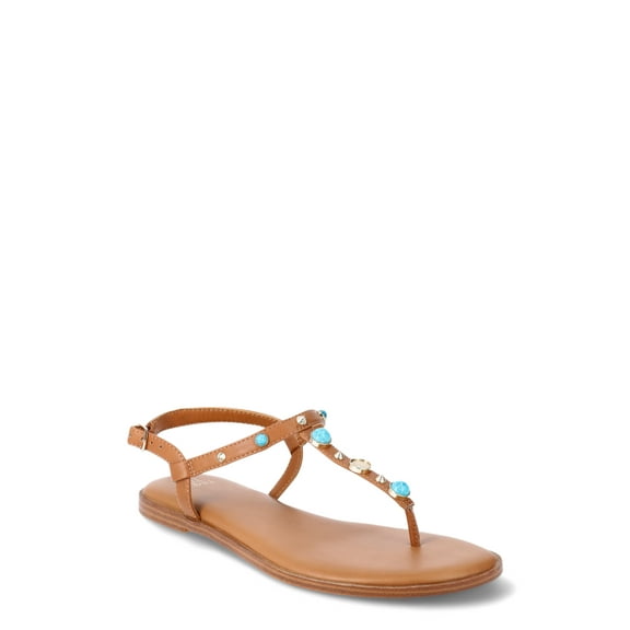 Time and Tru Women's Jeweled T-Strap Sandal