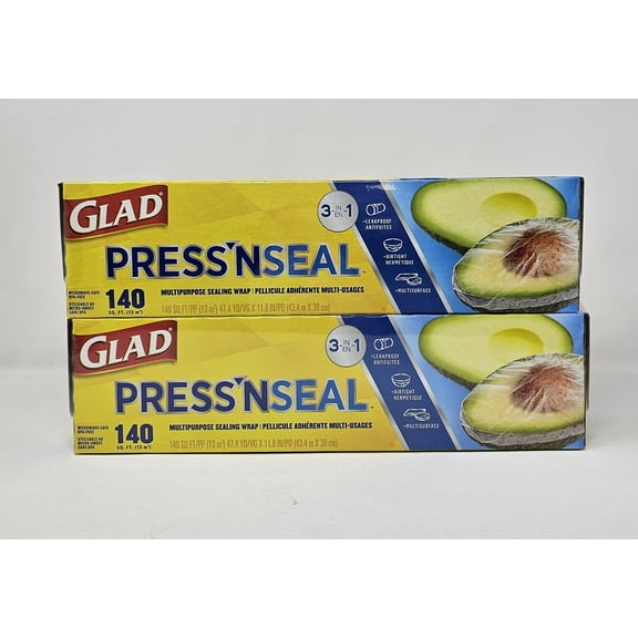 Glad Press'N Seal Multi Purpose Sealing Wrap - Leakproof, Airthight & Multisurface - 2 x 140Sq. Ft