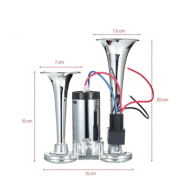 12V Universal Car Air Horn Dual Trumpet Horn with Compressor 130dB Loud Airhorns for Cars Motorcycles Bikes Scooters
