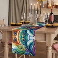 thumbnail image 2 of Colorful Peacock Feathers 108 Inch Table Runner, Oil Painting Abstract Art Farmhouse Dresser Scarf Cotton & Linen Tablerunner for Dining/Kitchen Island/Holiday Party Décor 13" x 108", 2 of 9