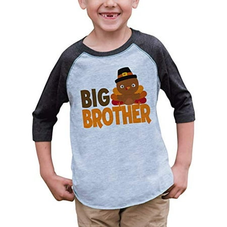 

7 ate 9 Apparel Baby Boy s Big Brother Thanksgiving Grey Raglan
