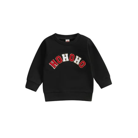 

Baby Christmas Sweatshirts Letter Bow Embroidery Long Sleeve Pullovers