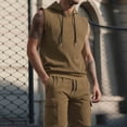 thumbnail image 2 of CHUMUD 2 Piece Sets for Men Summer Outfits Dry Fit Workout Cargo Hooded Tank Tops Hiking Gym Sleeveless Muscle Athletic Shirt Drawstring Shorts Tracksuits, 2 of 9