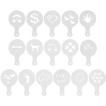 LOLIPPYY 16-Piece Reusable Plastic Latte Art Stencils Set for Coffee Decorating and Tools