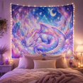 thumbnail image 2 of Moon Stars Sleeping with Dragon Curled Horizontal Pose, Mystical Fantasy for Space Lovers, Galaxy Room Decor, Housewarming Gift, Tapestry Wall Hanging for Bedroom and Dorm, 2 of 7