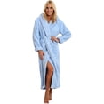 thumbnail image 2 of Women's Plush Fleece Robe with Hood, Long Warm Solid Bathrobe, 2 of 7