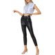 thumbnail image 2 of Camiseta sin mangas metálica Inspire Chic para mujer, cuello redondo, crop top holográfico, L, plata a cuadros, 2 of 5
