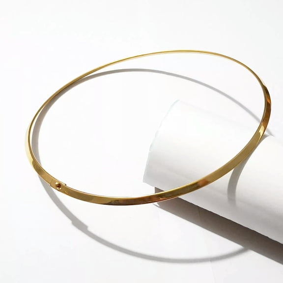 HOOUN New Fashion 4mm wide Gold Stainless Steel Choker Collar Can Open Cuff Necklace