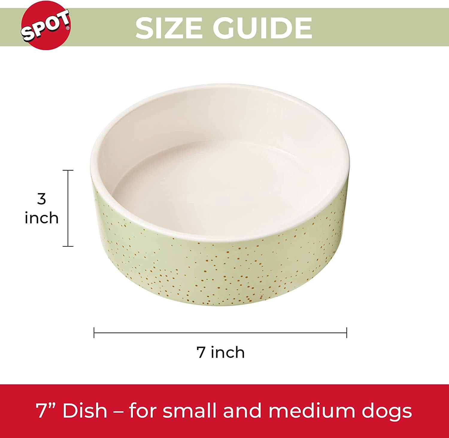Ethical Pet 077234547045 7 in. Spot Speckled Dog Dish Bowl