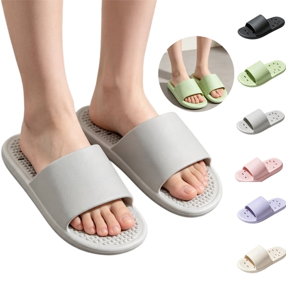Mfakffe Shower Shoes Open Toe Non Slip Slides Comfy Hollow Drain Slip on Sandals Lightweight House Slippers