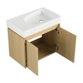 thumbnail image 4 of 24'' Bathroom Vanity with Wooden Storage Cabinet , Wall Mounted Floating Vanity Sink Combo with Basin & Double Doors, for Bathroom, Oak, 4 of 8
