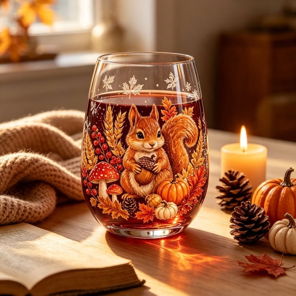 Fall Glassware Stemless Glasses with 2D Print Pumpkin Maple Leaves Drinking Glasses for Halloween Parties, Thanksgiving Party Home Kitchen Decorations Gifts