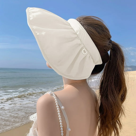 Tittly Sun Hats Beach Hats Women's Sun Hat Cycling Beach Summer Fashion Empty Baseball Caps Wide Brim Hats Summer Hats Beige One Size