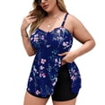 thumbnail image 2 of Trajes de baño de talla grande para mujer con estampado floral de 2 piezas Tankini con pantalones cortos para nadar fiestas en la playa, 2 of 8