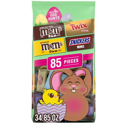 Mars M&Ms, Snickers & Twix Milk Chocolate Candy Easter Basket Stuffers, 85 Ct Bulk Bag