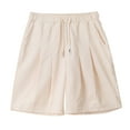 thumbnail image 5 of Yievot Mens Summer Beach Shorts 7 Inch Inseam Solid Casual Elastic Waist Drawstring Shorts with Pockets, 5 of 9