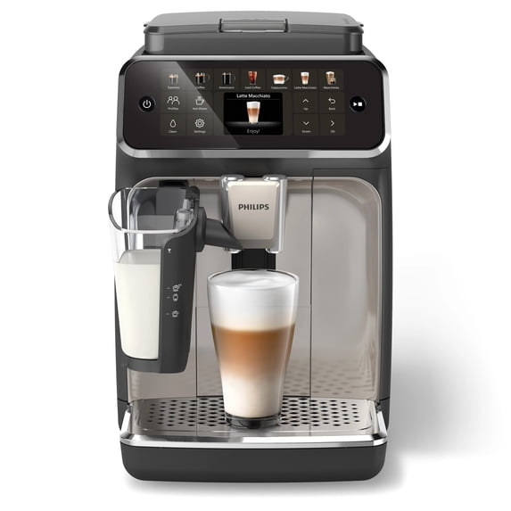 Restored Philips 4400 LatteGo Automatic Espresso Machine | 12 Recipes | Black Chrome | EP4447/90 (Refurbished)