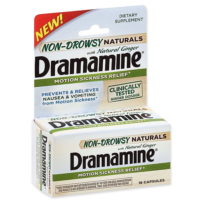 Dramamine 18Count NonDrowsy Naturals with Natural Ginger Capsules