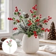 thumbnail image 5 of JeashCHAT 1 Pc Artificial Red Berry Holly Stems, 15.7" Christmas Berry Picks with Holly Leaves for Christmas Tree Branches Fillers Ornaments Home Vase Table Decor, 5 of 8