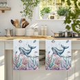 thumbnail image 4 of Whale Coastal Kitchen Towels Set of 4, Summer Beach Ocean Shell Jellyfish Starfish Absorbent Dish Towels for Kitchen, Microfiber Hand Towel, Quick Drying Tea Towel for Cleaning Decorative Dishcloths, 4 of 7