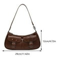thumbnail image 2 of Yucurem Women Retro Commuting Bag Double Pockets Pu Leather Chic Hobo Bag (Coffee) Fashion shoulder bag (Coffee), 2 of 10