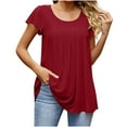 thumbnail image 2 of Fesfesfes Business Casual Tops for Women Women's Solid Color Fashion Casual Spring And Summer V-Neck Sleeve Ruck Blouse Tops Short-Sleeved Shirt Tee Shirts Womens 10(XL), 2 of 9