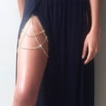 thumbnail image 6 of Bohemian Rhinestone Multi Layers Leg Thigh Chain Shiny Tennis Chain Summer Beach Bikini Body Chain Crystal Sexy Body Jewelry for Women and Girls(Gold), 6 of 10