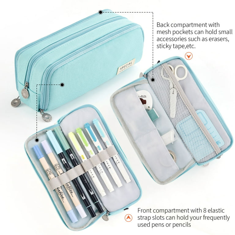 Large Capacity Pencil Case 3 Compartment Pouch Pen Bag for School