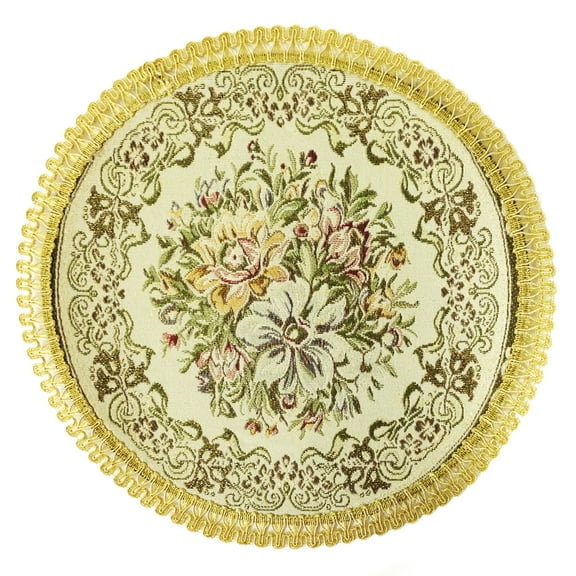 Wrapables® Round Vintage Floral Placemat with Gold Embroidery (Set of 2), Luxurious Floral (13 Inch)