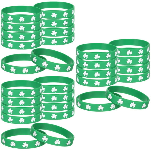 SOPOTUTU St. Patrick's Day Shamrock Silicone Wristbands Comfortable and Green Bracelets for Holiday Celebration