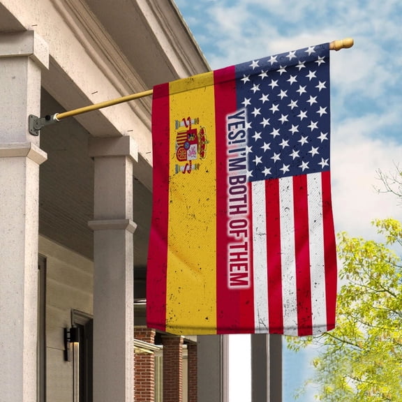 American Half Spain Flag Spanish Friendship U.S.A My Home My Blood Garden Flag, Double-Sided Decorative Outdoor Flag, Patriotic Polyester Yard Flag 12 x 18 in