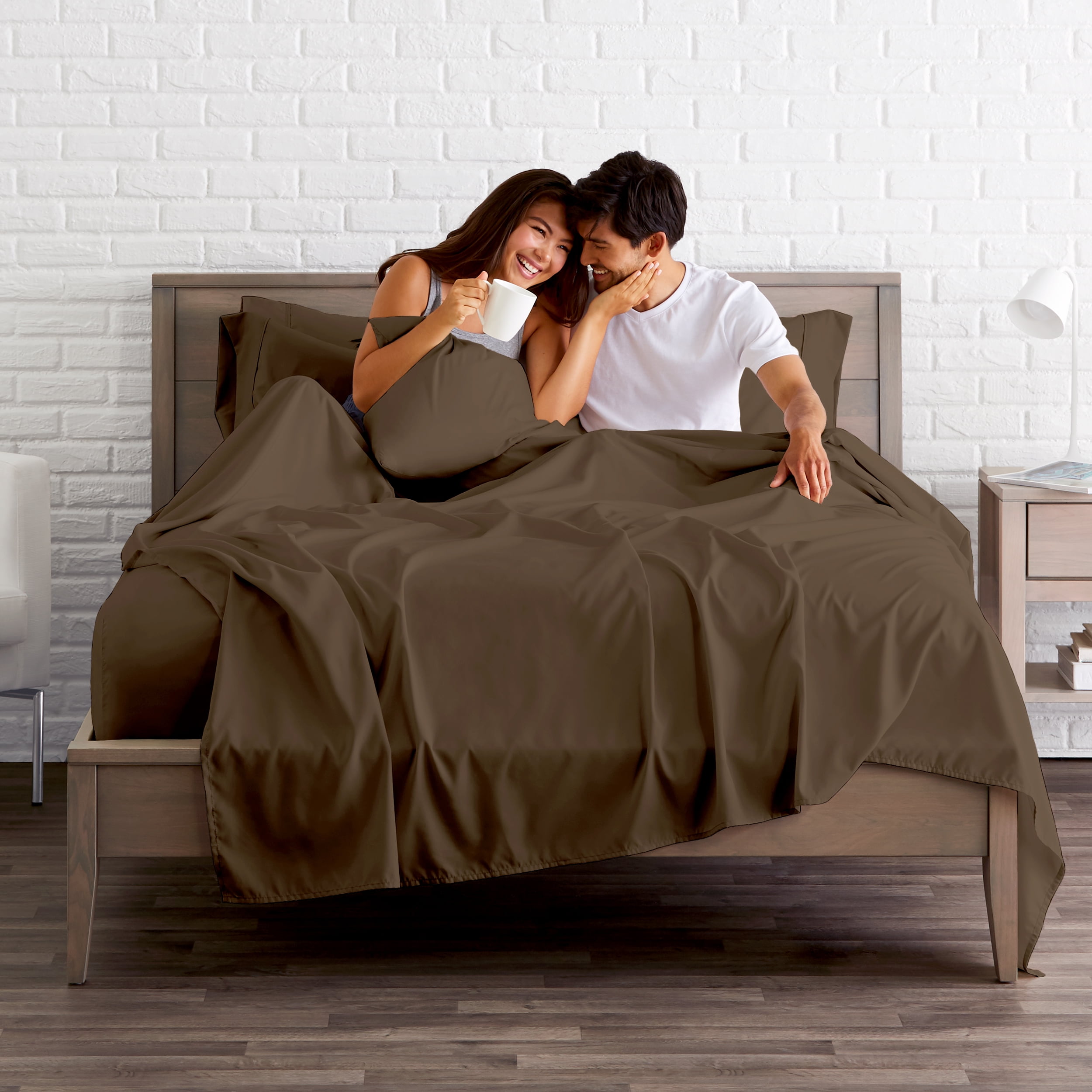 Bare Home 6 Piece Sheet Set, Microfiber, 2 Extra Pillowcases, King, Cocoa