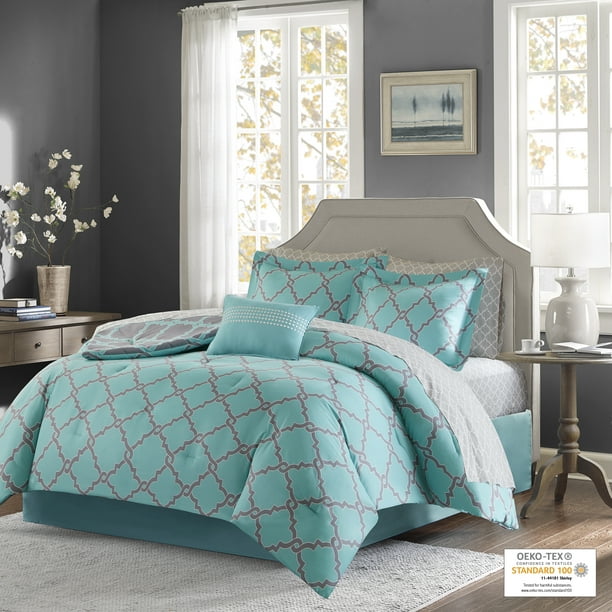 Bed In A Bag Comforter Set With Sheets, Aqua Twin Bed Comforter