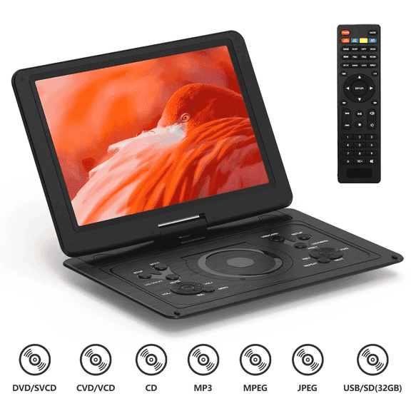 Professional 17.9" Portable DVD Player for Car with 15.4" Swivel Screen and Remote Control USB, Black","accessoriesIncluded":["Remote Control"]