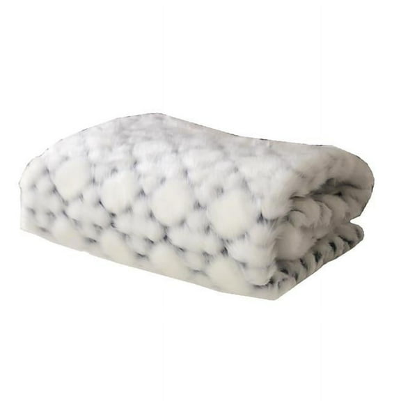 Faux Fur Snow Luxury Throw Blanket, White & Black - Queen