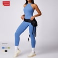 thumbnail image 4 of Ropa de yoga de una pieza para mujer, ropa deportiva ajustada para correr al aire libre, de secado rápido, con realce de cadera y espalda de color melocotón, 4 of 5