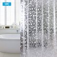 thumbnail image 2 of 1PC Shower Curtain with Hooks PVC Waterproof Mildew Resistant Antibacterial 3D White Semi Transparent Pebble Shower Curtain, 2 of 8