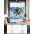 thumbnail image 6 of No Hook Cloth Fabric Shower Curtain with Snap in Liner, Summer Palm Tree Waterproof Shower Curtains Set with See Through Top Window, Sandy Beach Ocean Sky Cloud Plants Bath Curtains Shower 72"x84", 6 of 6