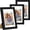 Black, variant on 5x7 Picture Frame Set of 3, Display Pictures 4x6 with Mat or 5x7 without Mat for Wall Mounting or Tabletop, Picture Frames for Wall Decor, Engineered Wood, Gold