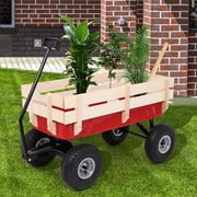 Garden Wagon Cart,Gorilla Cart, Wheelbarrow,Beach Wagon with Big Wheels for Sand,Garden Iron Wood Four Wheel Garden Wagon,97x43x78cm