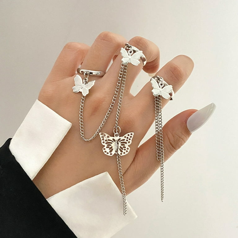 Punk Style Chain Rings Link Multiple Fingers Women Party Fashion Jewelry  Gift