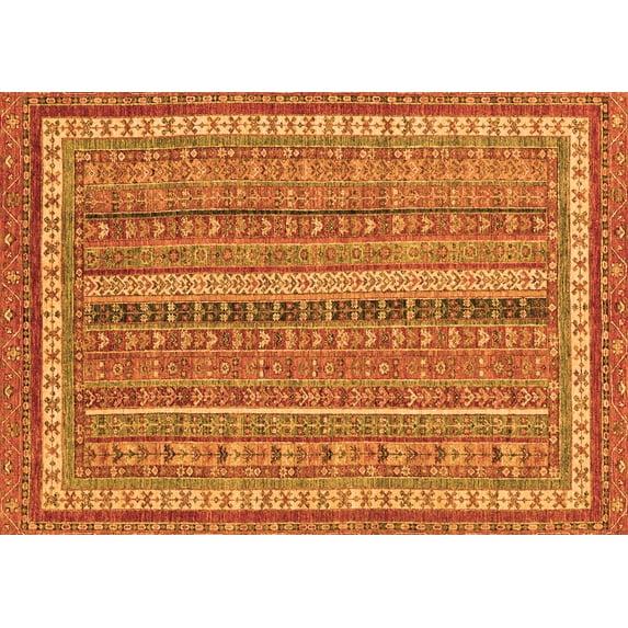 Ahgly Company Indoor Rectangle Abstract Orange Modern Area Rugs, 4' x 6'
