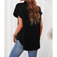 thumbnail image 3 of Women's Black Collared Button Short Sleeves Shirt, 3 of 22