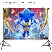Soniccs Party Supplies Boys Birthday Party Decoration Tablecloth Banner Balloon Cake Topper Spiral Straws Kids Gifts Baby Shower