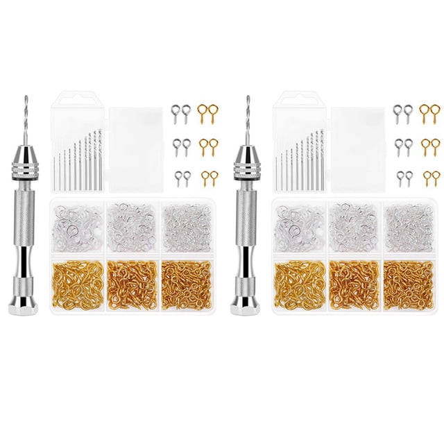 Kit de Herramientas de Resina con 2 Pieza de Broca Manual de Tornillo de Fijación 20 Piezas de Broca Y 800 Piezas de Pernos de Ojo de Tornillo para Hacer Colgantes de DIY
