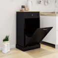 thumbnail image 2 of Kitchen Trash Cabinet with One Drawers and One-Compartment, Tilt-Out Trash Cabinet with Handle, Free-standing Cabinet Trash Can for Living Room, and Dining Room,Black, 2 of 9