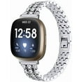 thumbnail image 1 of REQO Compatible with Fitbit Versa 4＆Versa 3 Bands, Adjustable Stainless Steel with Diamonds Bands Replacement Ceramic Inlaid Metal Bracelet for Fitbit Versa 4＆Versa 3 Accessories, 1 of 4