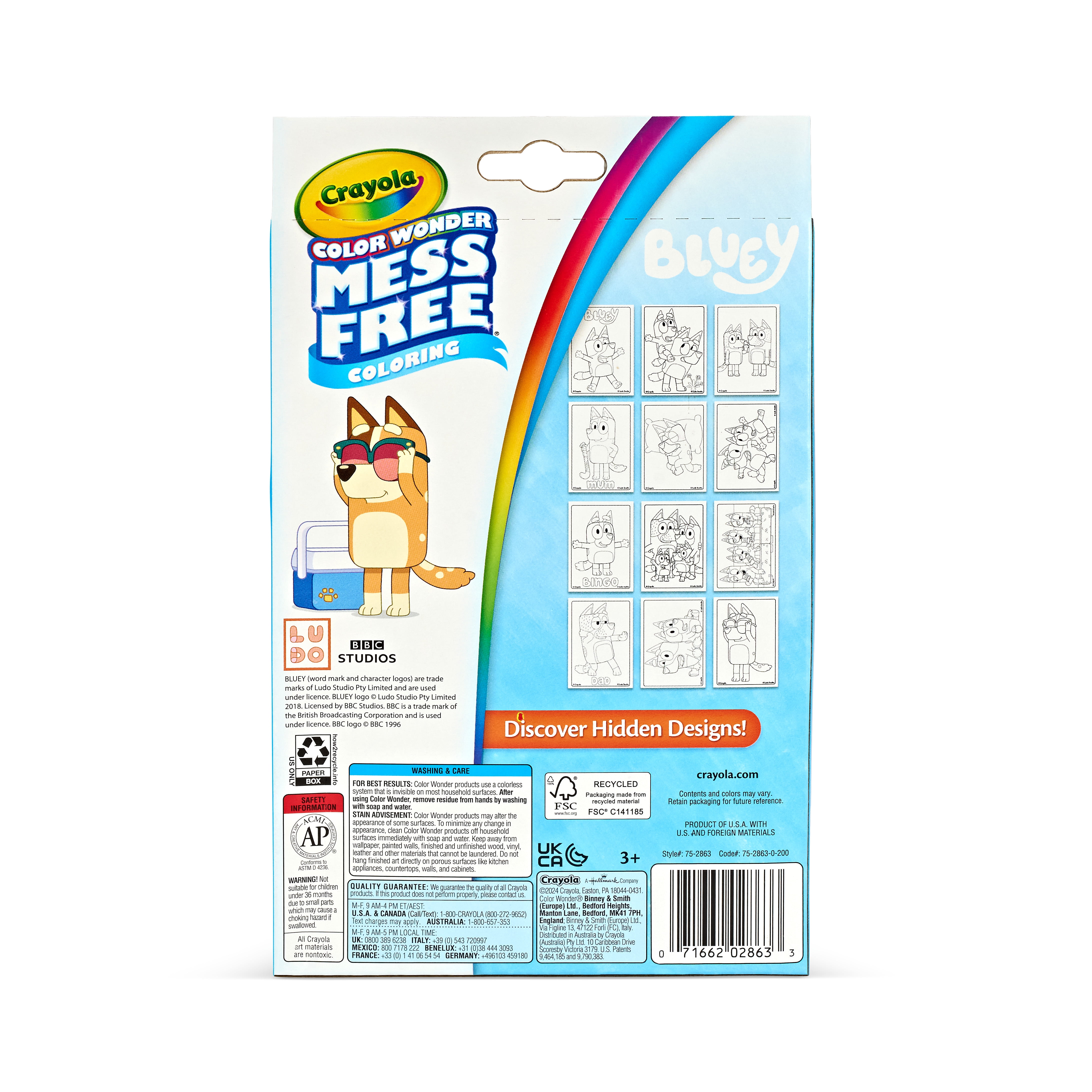 (3 pack) Crayola Bluey Color Wonder Mini Box Set, Toddler Craft, 12 Pgs & 4 Mess Free Markers, Bluey Gift for Girls & Boys, 3+